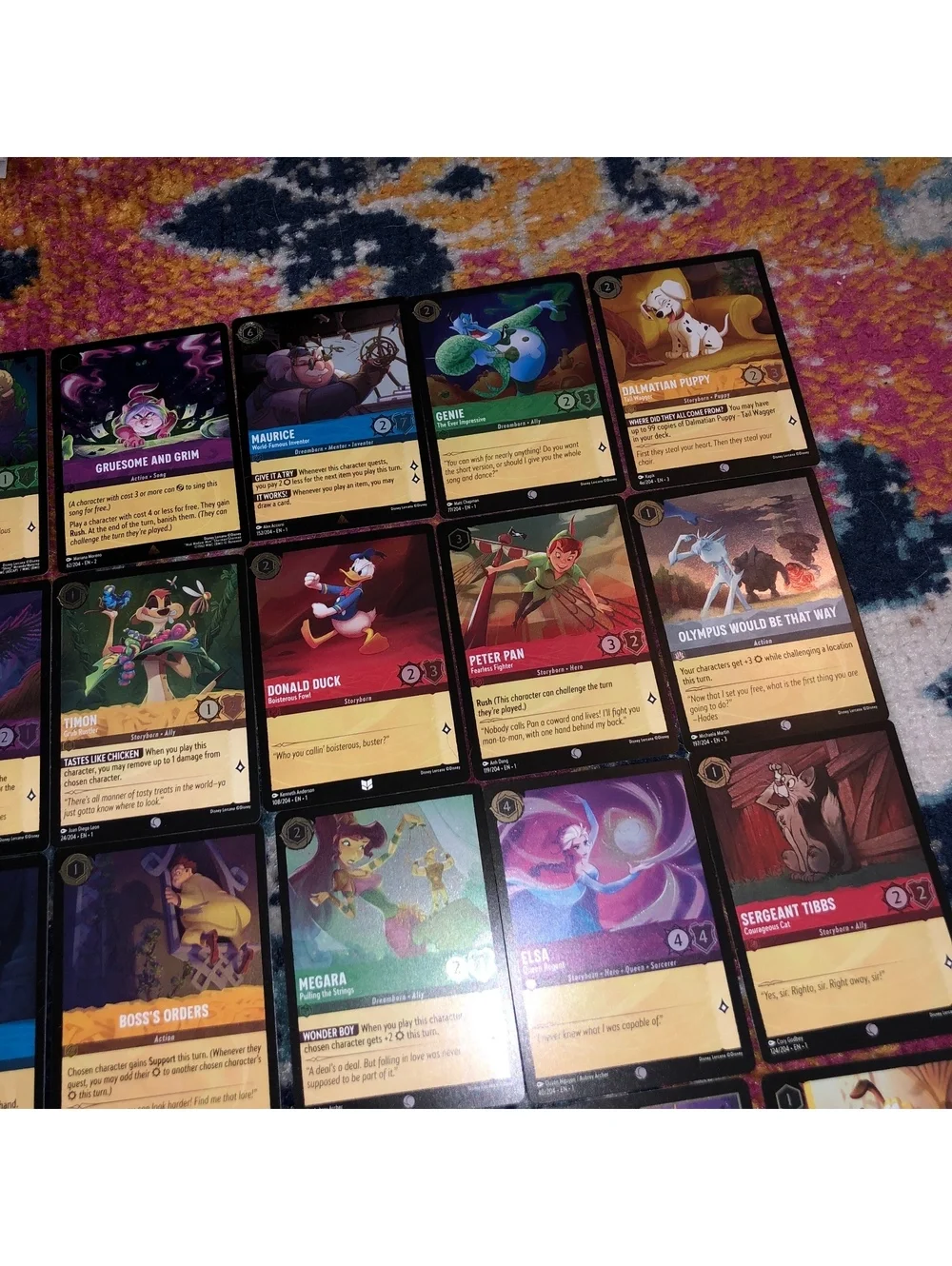DISNEY LORCANA ALL COLD FOIL 24 CARD LOT ARIEL ELSA PLUTO GENIE PETER PAN HANS